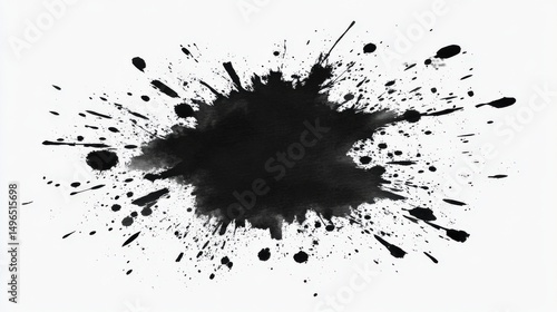 Wallpaper Mural Black Ink Splash with Artistic Drips on White Background Torontodigital.ca