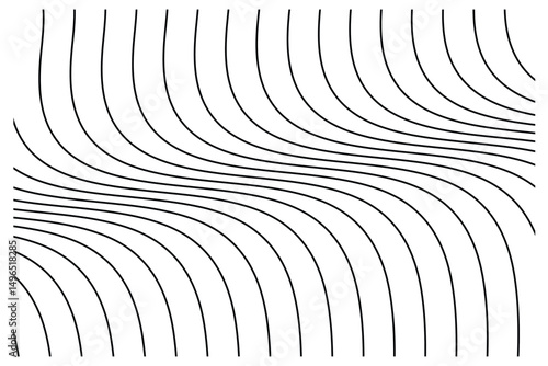 Abstract background of black wavy lines on white background.