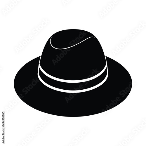 Stylish black fedora hat isolated on white background suitable for elegant designs