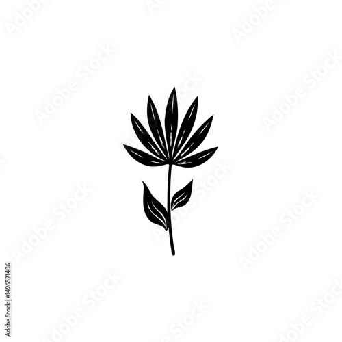 Elegant minimalist botanical illustration showcasing a stylized leafy plant form