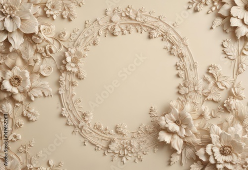Cream backdrop, intricate floral motif, elegant design ,  pastel,  luxury design,  floral