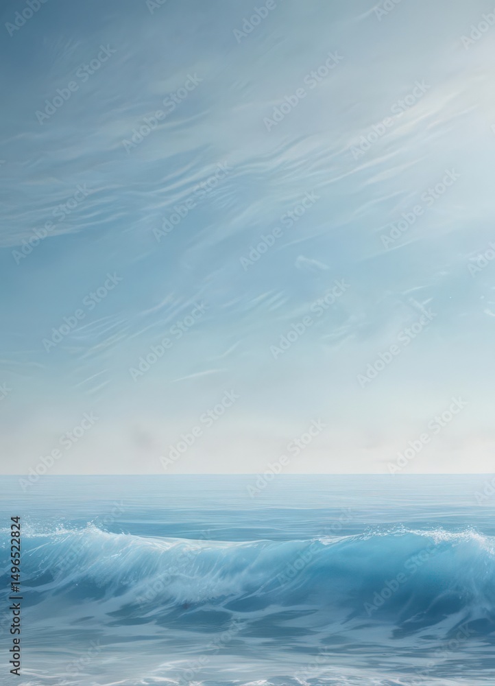 Fototapeta premium Serene light blue watercolor wash, textured ocean feel , gradient, blot, watercolor
