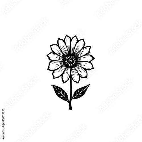 Monochrome floral illustration emphasizing the aesthetic charm of nature's simplicity