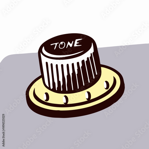 Vintage Guitar Amplifier Tone Knob Illustration