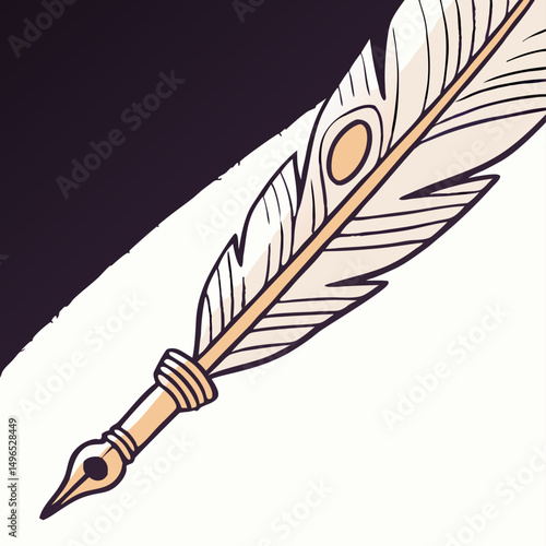 Elegant Quill Pen Illustration, Vintage Writing, Feather Pen