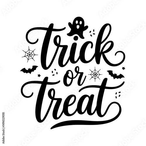 Trick or Treat. Halloween Quotes Vector Design Isolated on White Background
