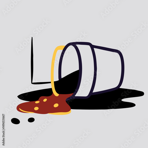 Spilled Coffee Cup on Floor - Accident, Mess, Cleanup