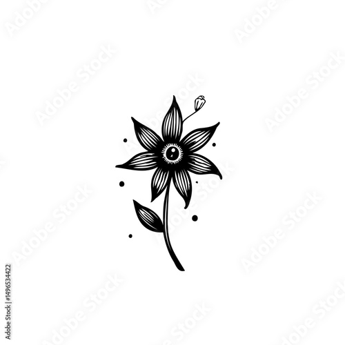 Intricate floral artwork featuring a central eye with delicate botanical elements