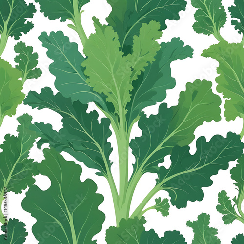 Green kale seamless organic food background