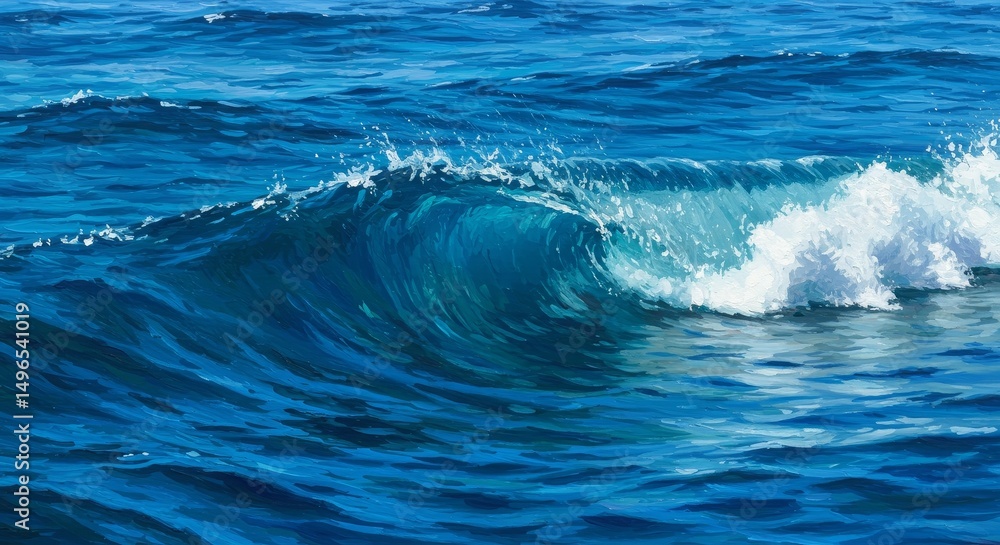 Illustration of a Crashing Blue Ocean Wave Illustration of a Crashing Blue Ocean Wave