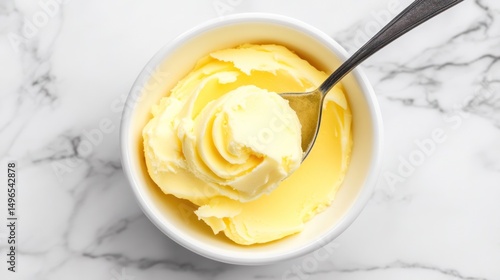 Spoonful of Creamy Butter in a Bowl