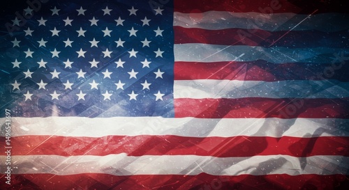 Illustration of American Flag Backgroud in Red White Blue