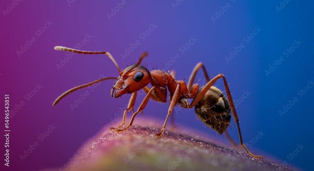 Macro Photo of Red Ant on Dewy Surface Macro Photo of Red Ant on Dewy Surface