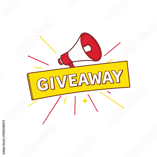 Promotional megaphone announcing giveaway with bold text for digital marketing illustration
