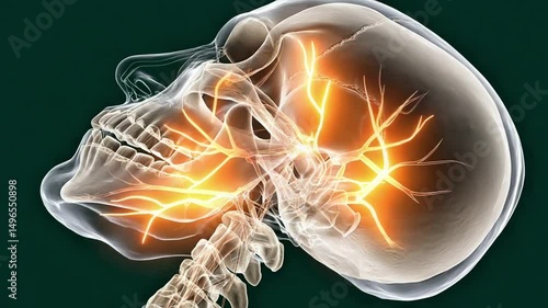 3D X-ray Illustration of Human Jawbone and Facial Nerves – AI Medical Anatomy Concept
