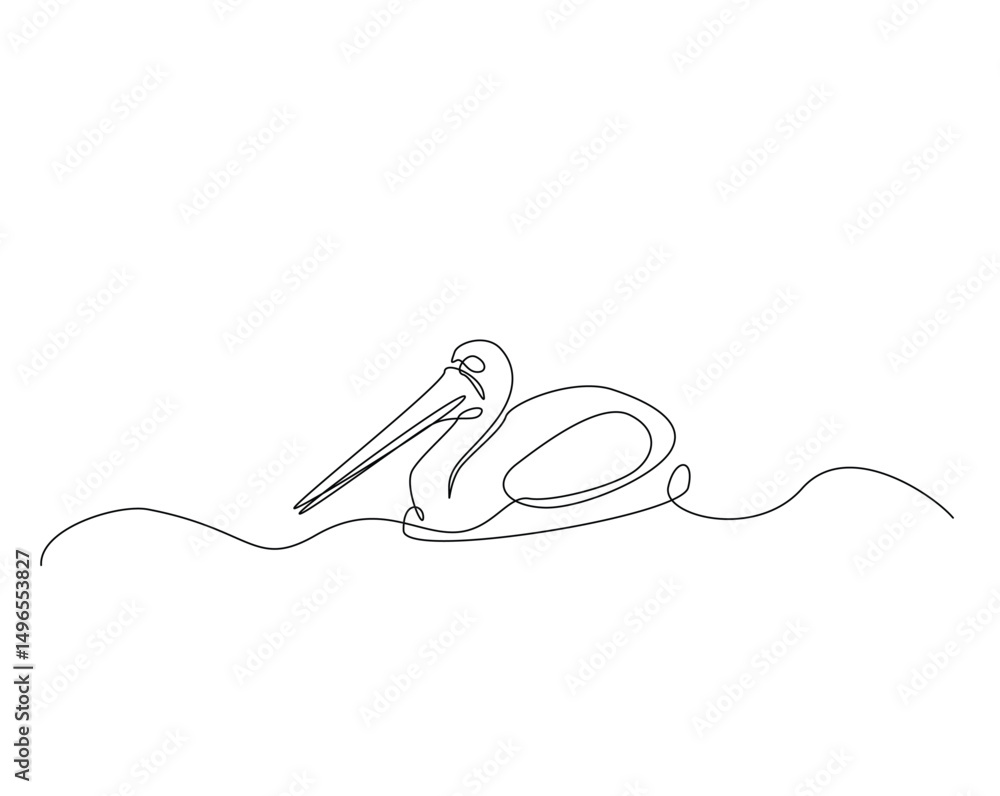 Obraz premium Pelican bird outline drawing illustration. one continuous line drawing of Wild Pelicans.