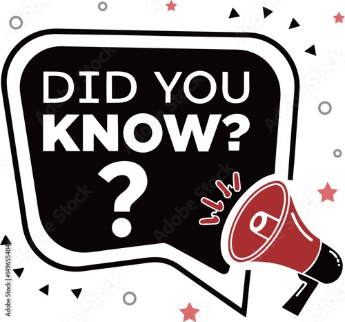 Informative graphic design featuring a megaphone and a speech bubble.