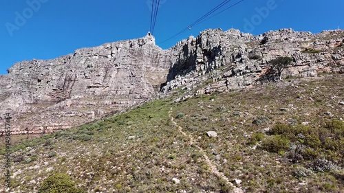 Table Mountain In Cape Town Western Cape South Africa. Dramatic Landscape Of Beautiful Canyons In The Tropical Scene. Deserted Valley Farmer Stunning. Deserted Field. Cape Town Western Cape.