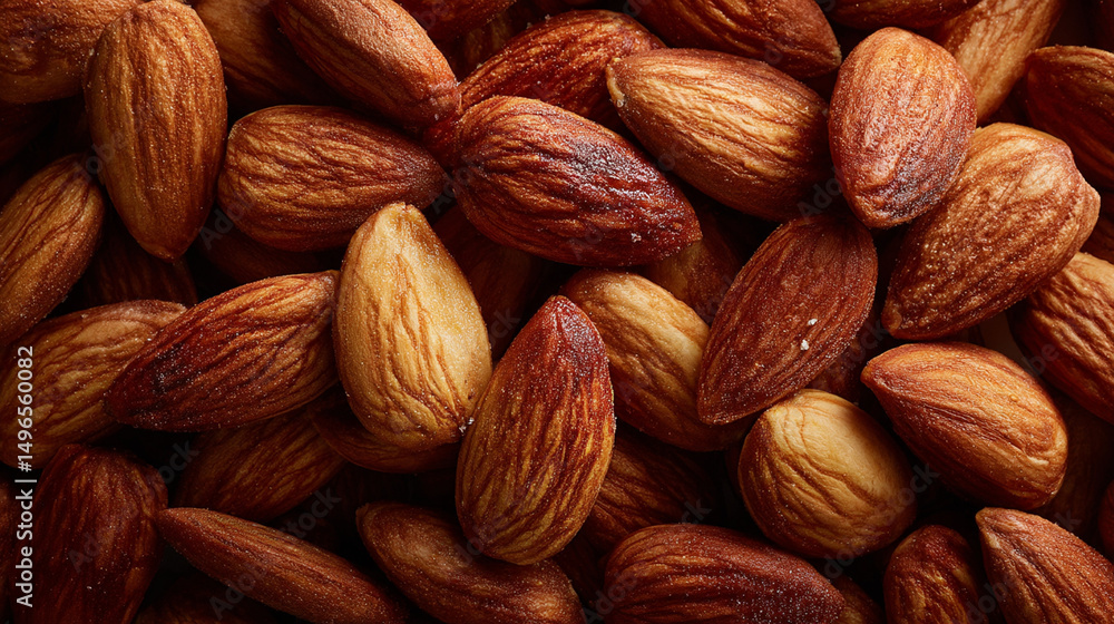 Fototapeta premium Close Up of Roasted Almonds Texture Background