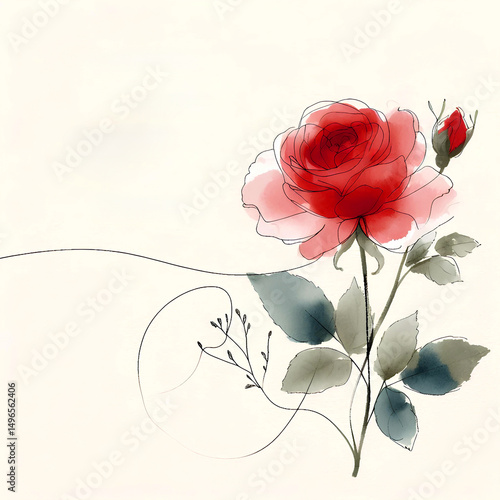 Watercolour red roses