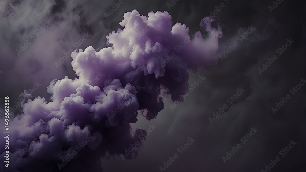 Naklejka premium Abstract purple smoke cloud on dark background