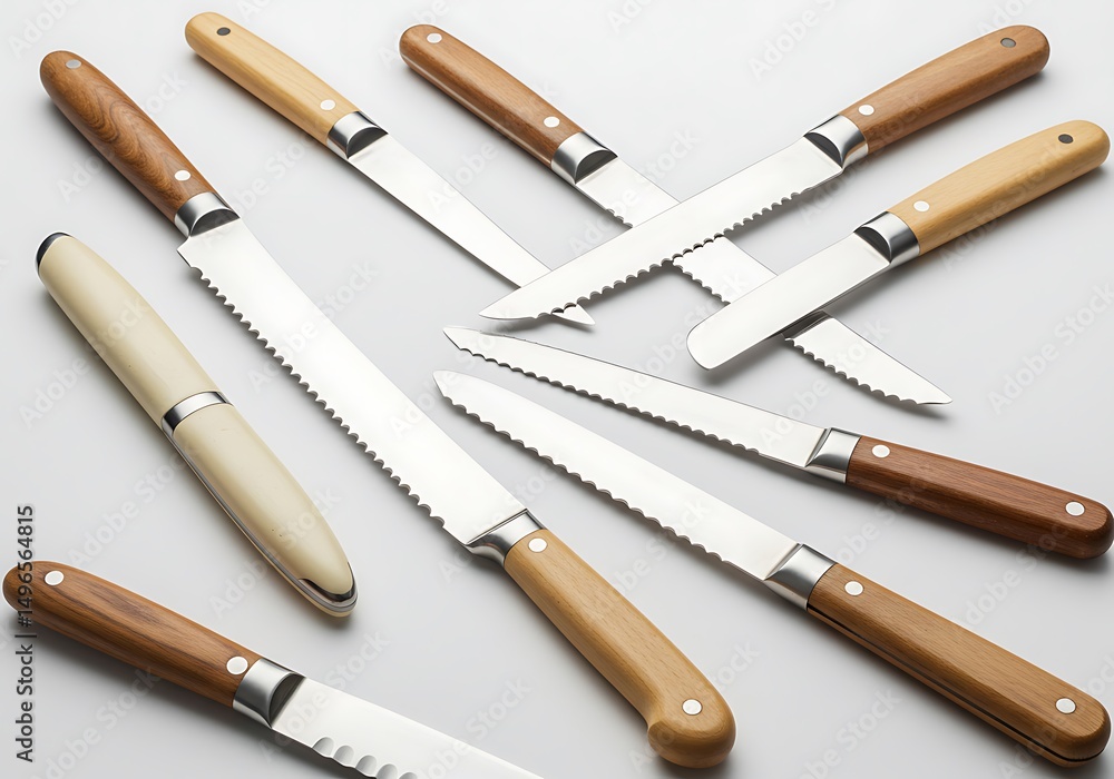 Fototapeta premium Bread Knife Set with Wooden Handle