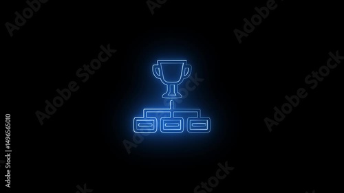 neon glowing trophy icon animation on black background.Glowing neon line Award cup icon isolated on black background. Winner trophy symbol icon animation Glowing neon line Award cup icon . Winner.