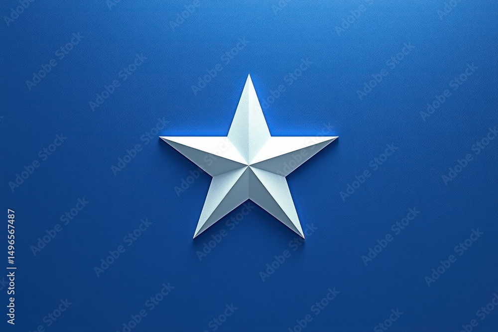 three-dimensional white star with sharp edges centered on a clean blue background creating a minimalist and modern visual effect three-dimensional white star with sharp edges centered on a clean blue background creating a minimalist and modern visual effect