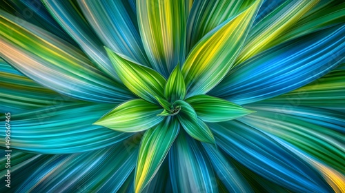 Wallpaper Mural Vibrant, radiating plant leaves in a striking, symmetrical arrangement. Torontodigital.ca