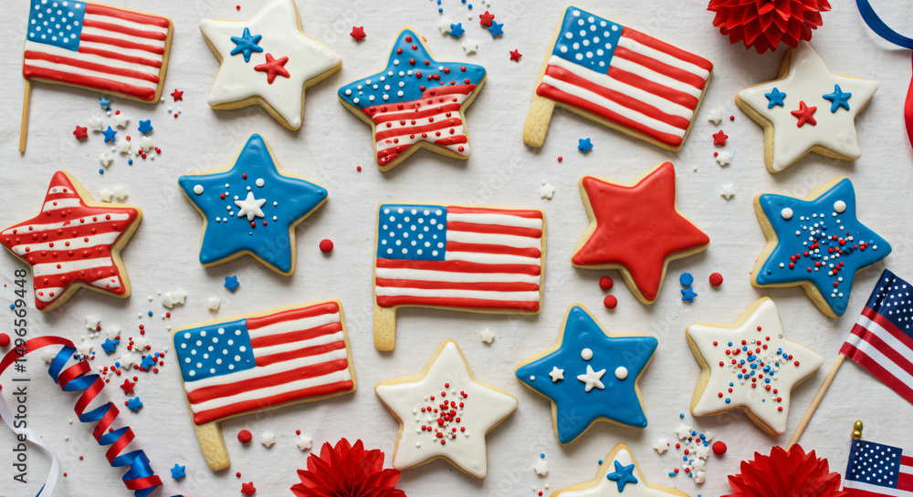 Obraz premium Patrioic Star and Flag Sugar Cookies