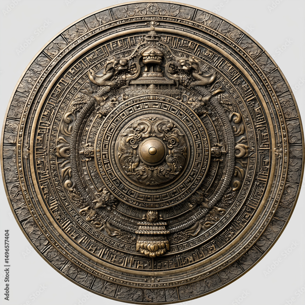 Fototapeta premium Chinese circle symbol commemorative coin of cultural element