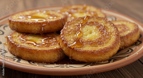 Wallpaper Mural Photo of French Toast with Honey Syrup on Rustic Plate Torontodigital.ca