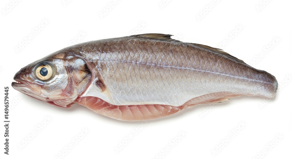 Photo of Fresh Whiting Fish on White Background Photo of Fresh Whiting Fish on White Background
