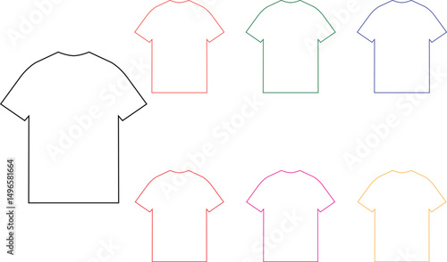 T shirt clothing for man icons collection. Sleeve less shirts sign set in line style