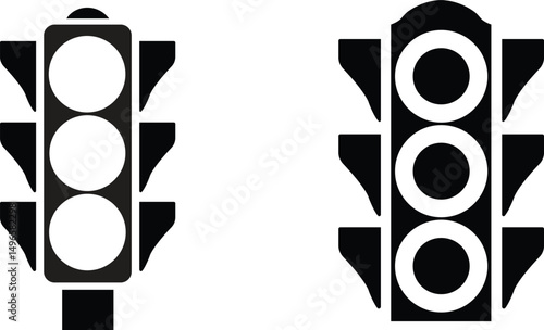 Set Traffic Light vector icon. Collection Traffic signal sign. Group Stoplight, Wait signal, Go signal Road Instruction, regulation symbol, traffic rules design element