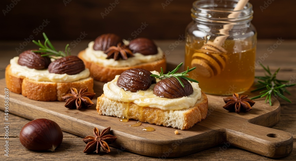 Photo of Roasted Chestnuts with Honey on Toast Photo of Roasted Chestnuts with Honey on Toast