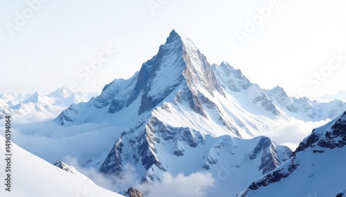 Wallpaper Mural Snow-covered mountain peak, pristine white backdrop, untouched, grand Torontodigital.ca