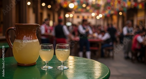 Photo of Portuguese Festival Drink and Festive Street Scene