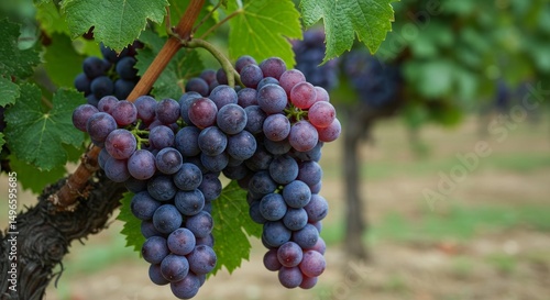 Wallpaper Mural Photo of Ripe Red Grapes on Vine in Vineyard Torontodigital.ca