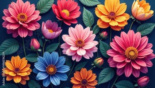 Intricate, flowing blossoms forming a continuous pattern , texture, wallpaper, petal