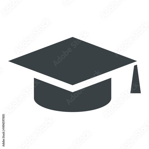Graduation Cap Vector Icon – Flat Academic Hat Illustration for Education and University Themes