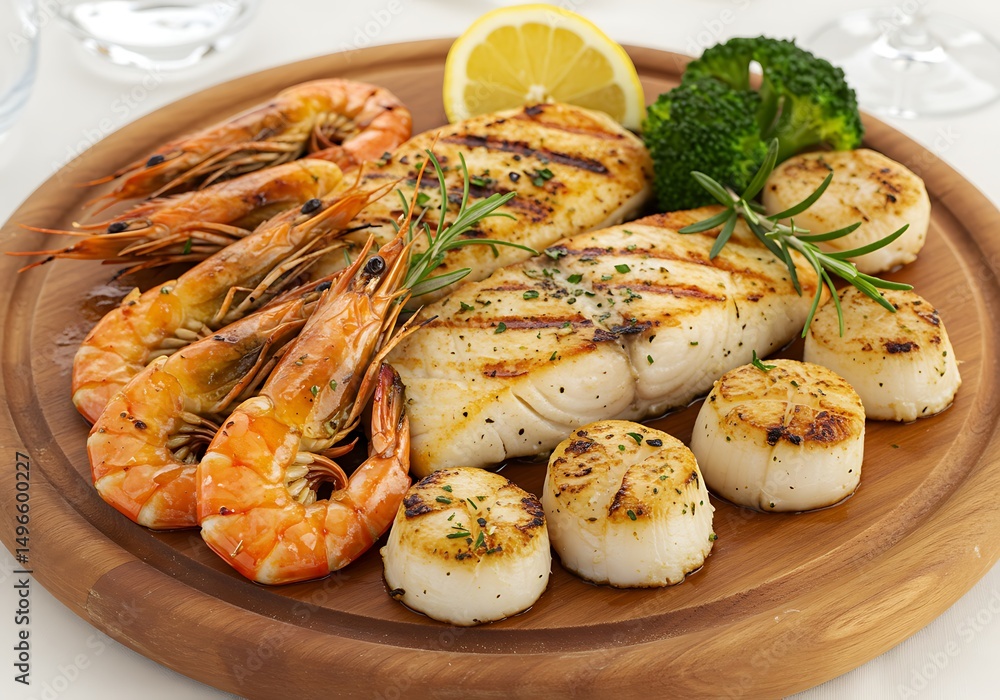 Grilled Seafood Platter with Shrimp, Fish, and Scallops Grilled Seafood Platter with Shrimp, Fish, and Scallops
