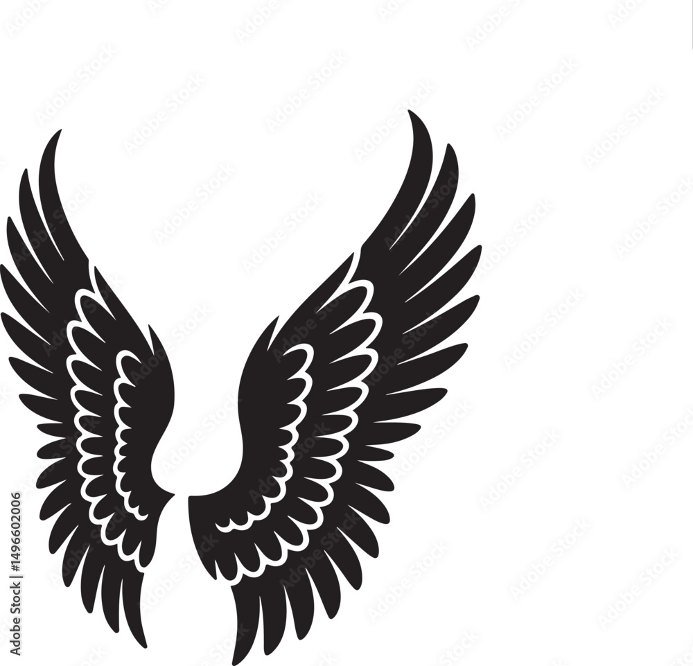 Fototapeta premium wings icon vector illustration silhouette on white background