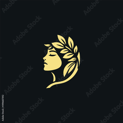 Golden Woman Nature Beauty Logo