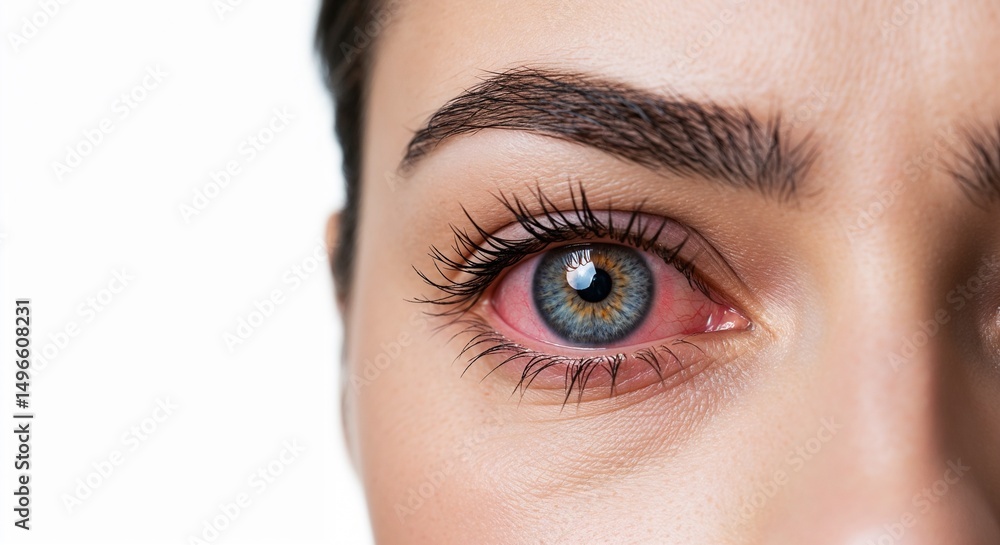 Obraz premium Close-up of a woman's eye with hazel iris and long eyelashes