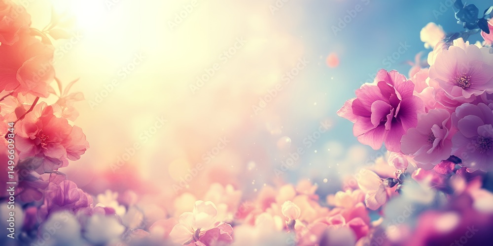 Fototapeta premium Beautiful Spring Blossoms in Sunlight Soft Pastel Pink Flowers Nature Background