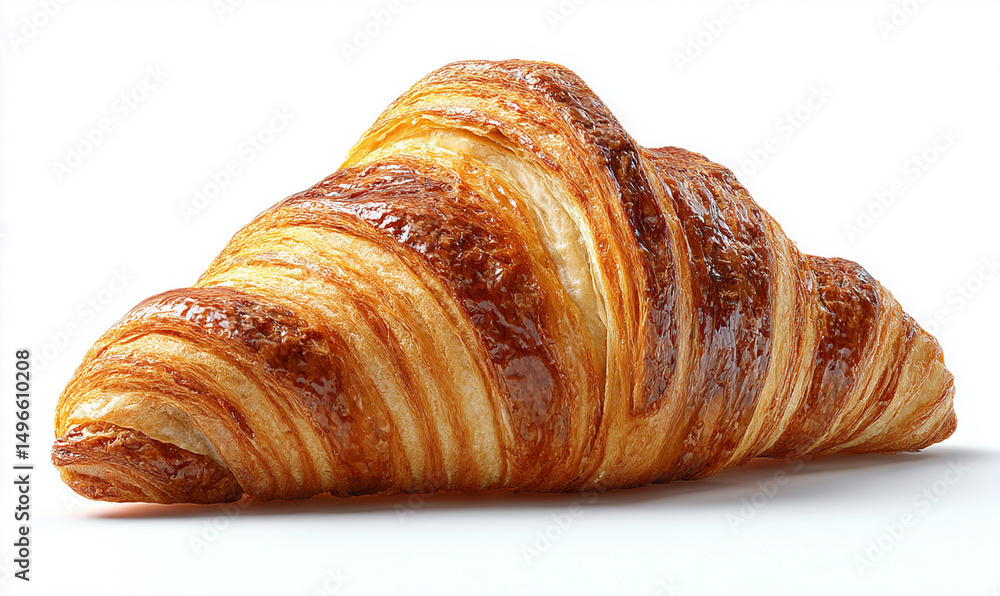 Golden Brown Croissant Isolated on White Background Golden Brown Croissant Isolated on White Background