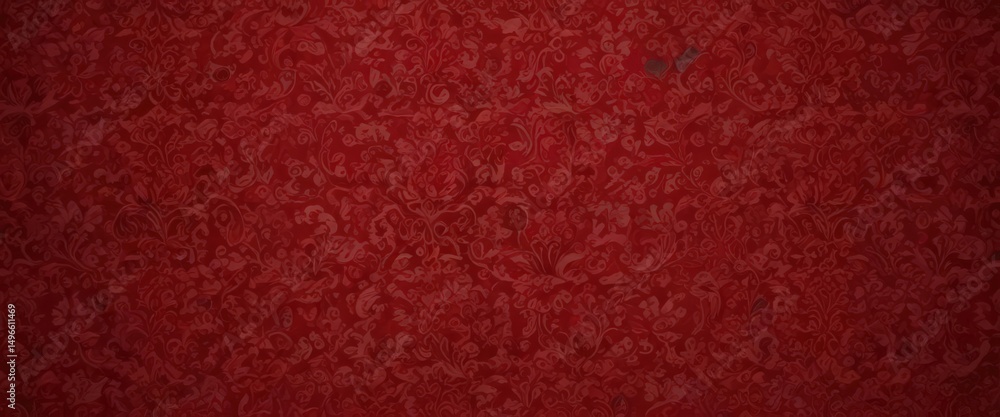 Fototapeta premium Deep crimson damask wallpaper, bold intricate design , velvet, fabric texture, rich