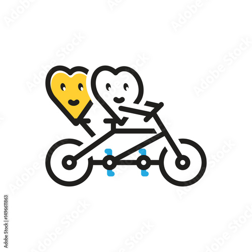 Multi color icon for two happy hearts