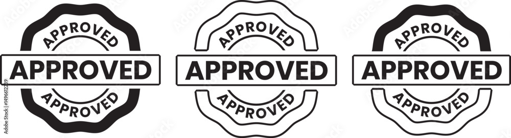 Fototapeta premium Approved Stamp Label Set – Modern Outline Badge Icons